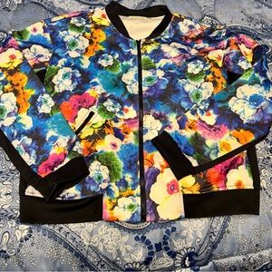 FLORAL STRETCH BOMBER WOMEN'S JACKET SIZE L